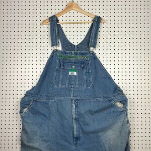 Liberty Blue Jean Denim Overall Bibs Mens 52 Light Wash Farmer Straight Vtg Worn